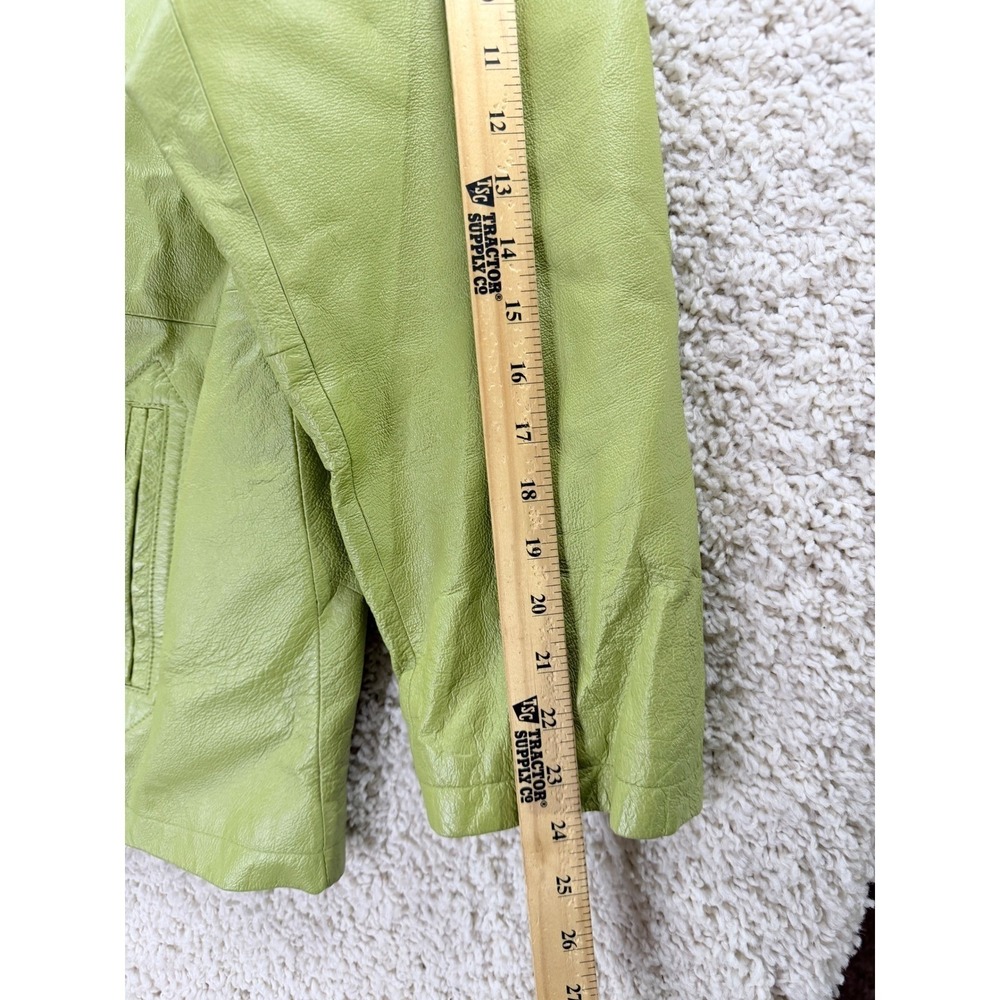 Ashley Stewart Leather Jacket Women 2XL Green Good Double Breasted Pea Coat - Picture 7 of 14
